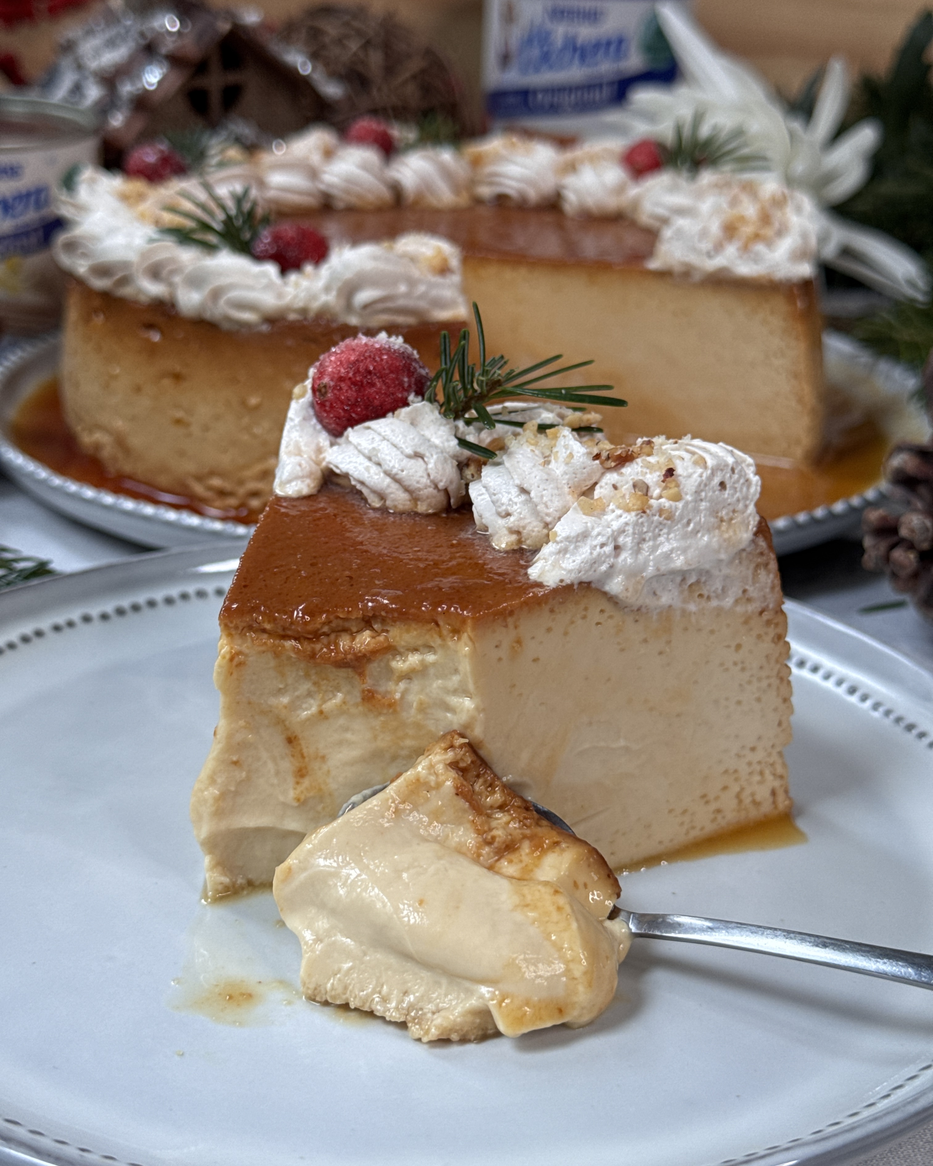 romisbakes recipe Cheese Flan with Nougat and Condensed Milk