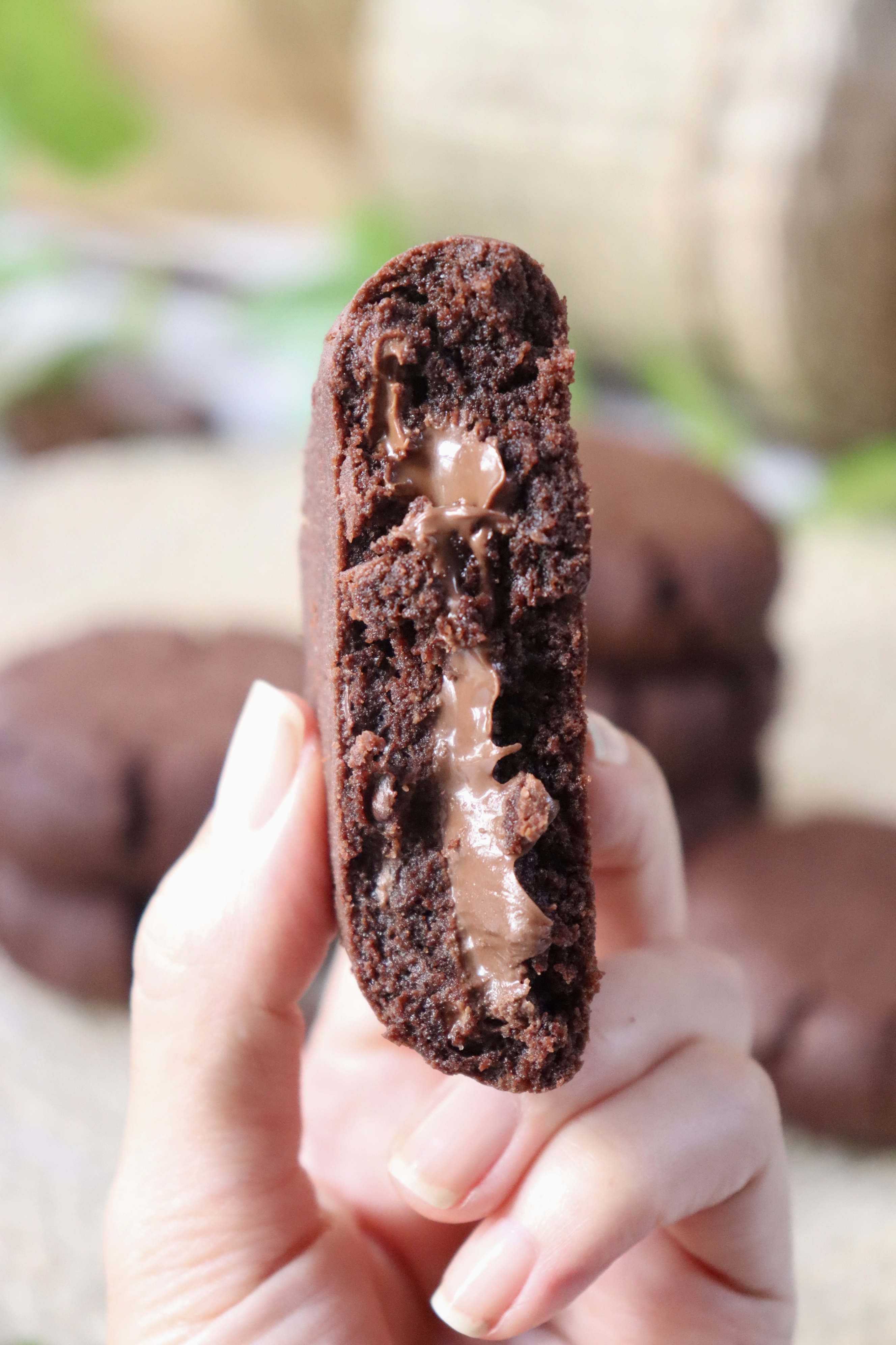 romisbakes recipe chocolate cookies with chocolate chips and Nutella