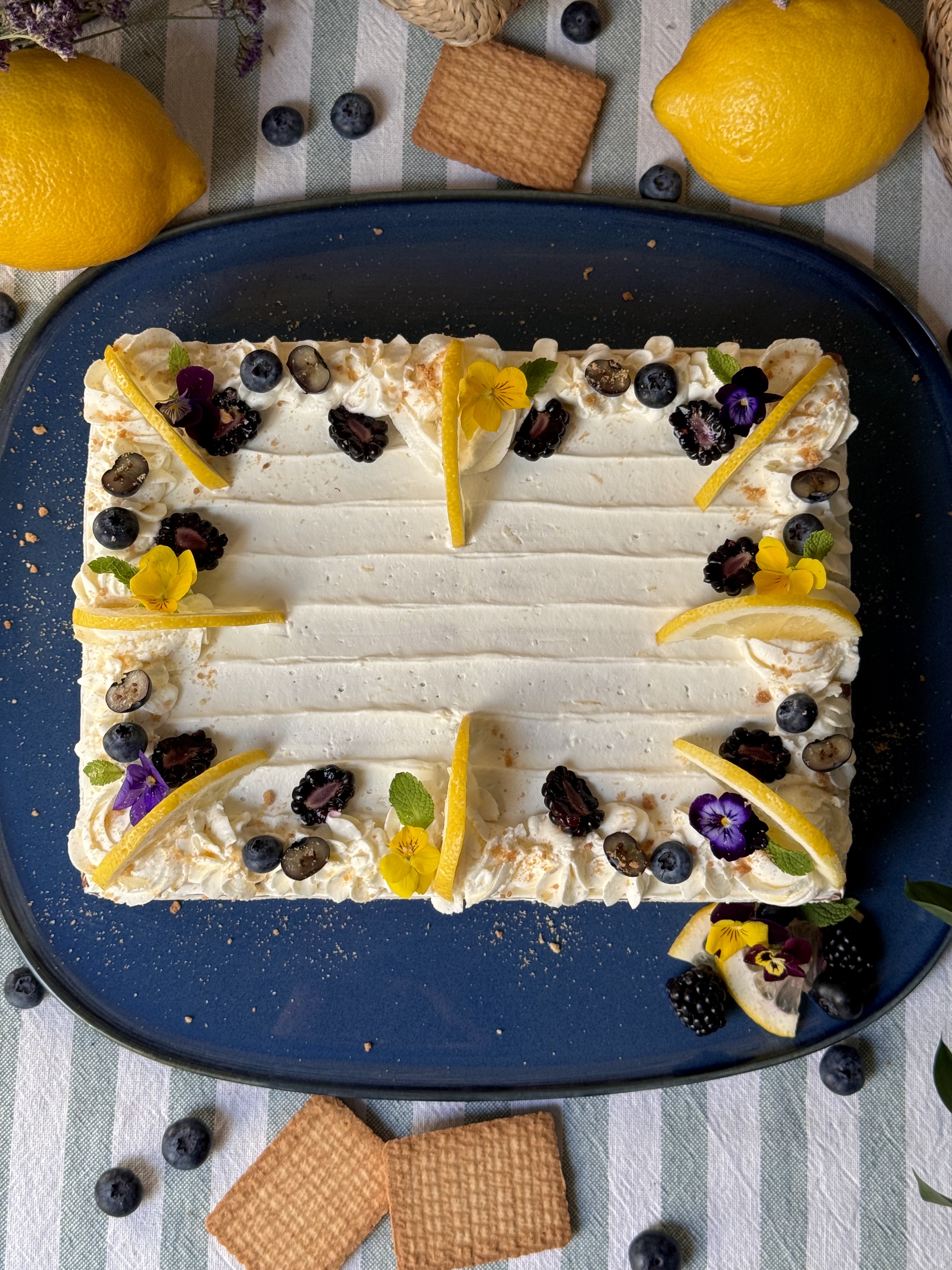 romisbakes recipe lemon and blueberry cake with biscuits