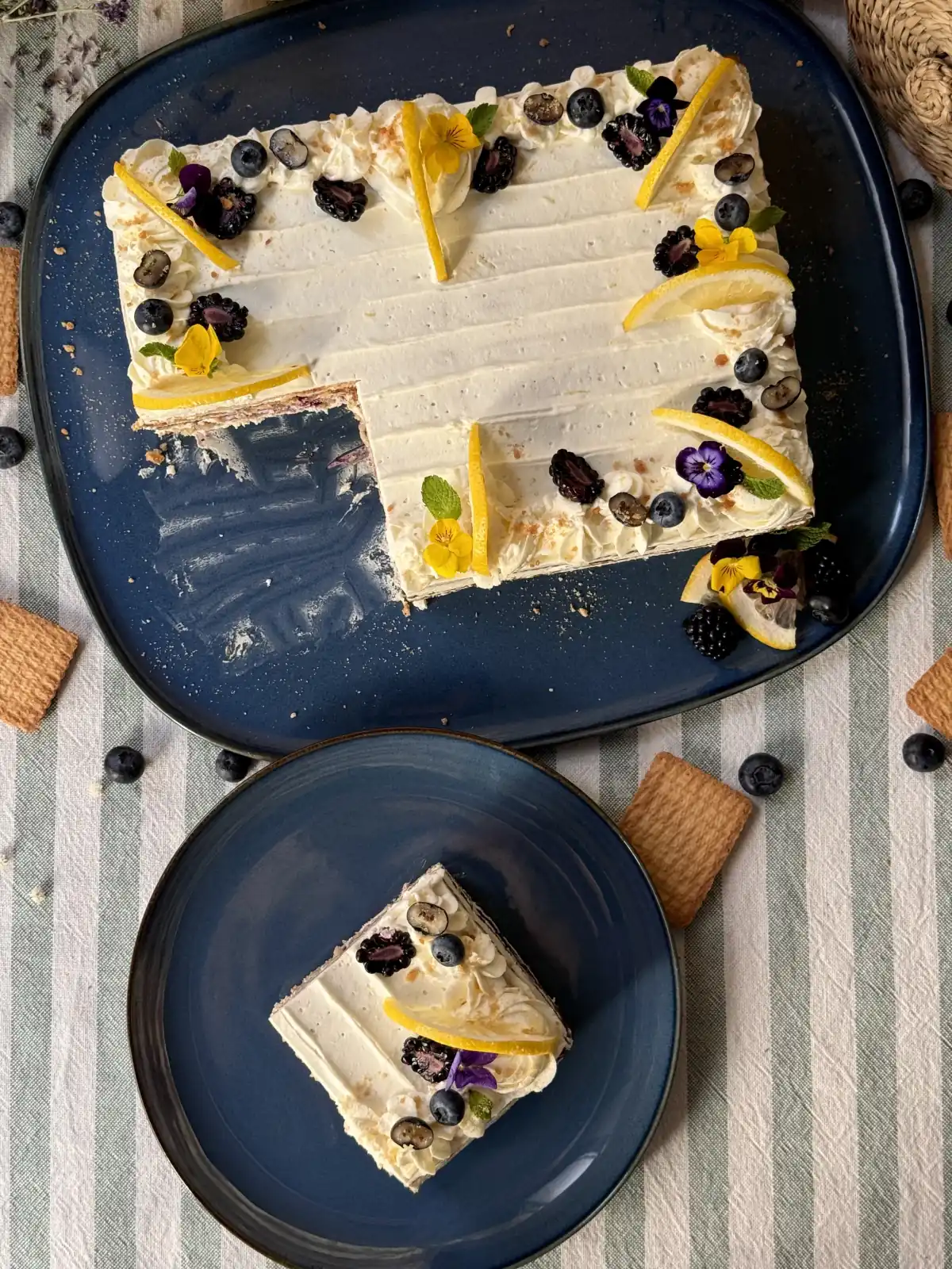 romisbakes recipe No-Bake Lemon and Blueberry Cookie Cake