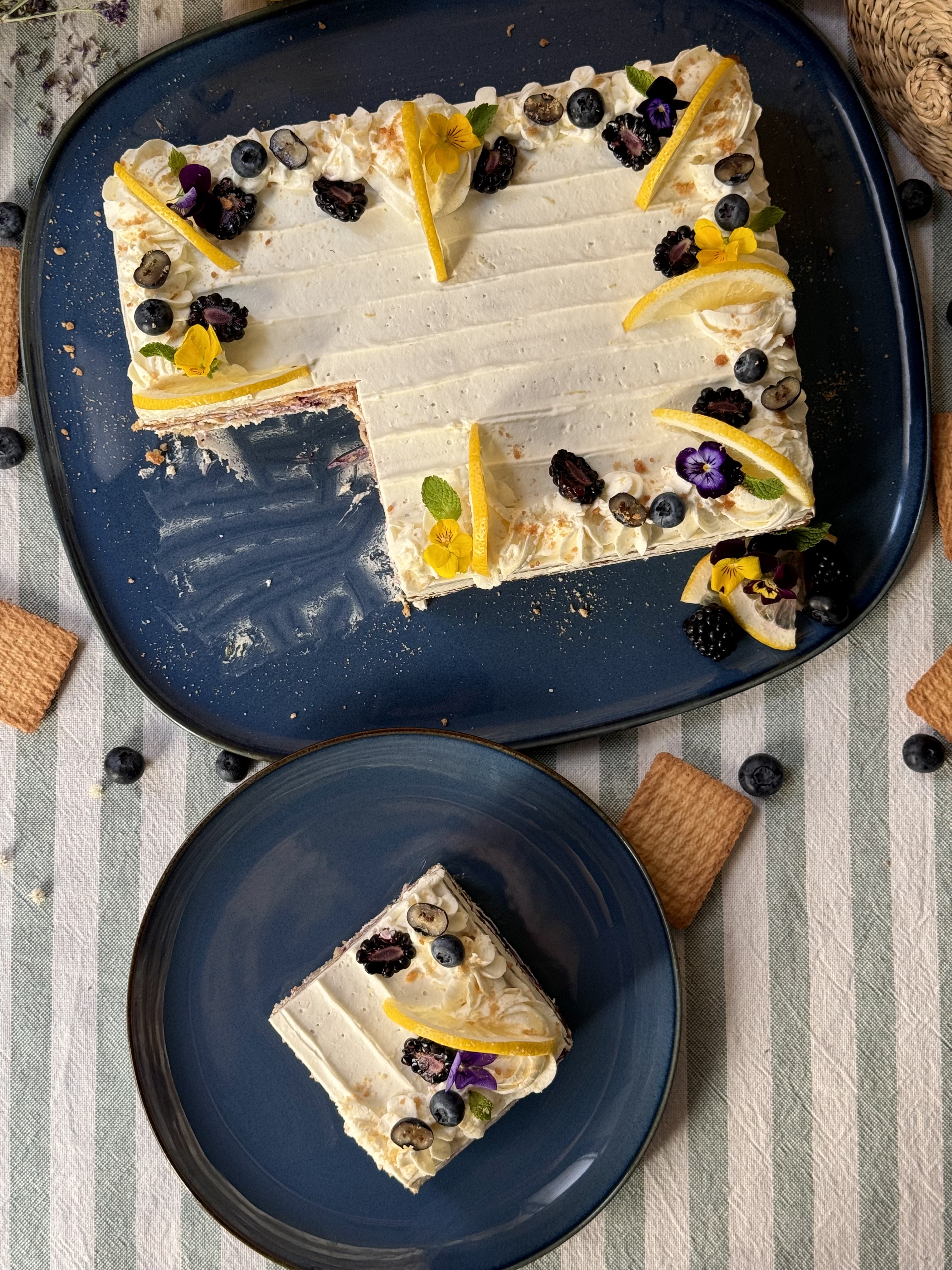 romisbakes recipe lemon and blueberry cake with biscuits