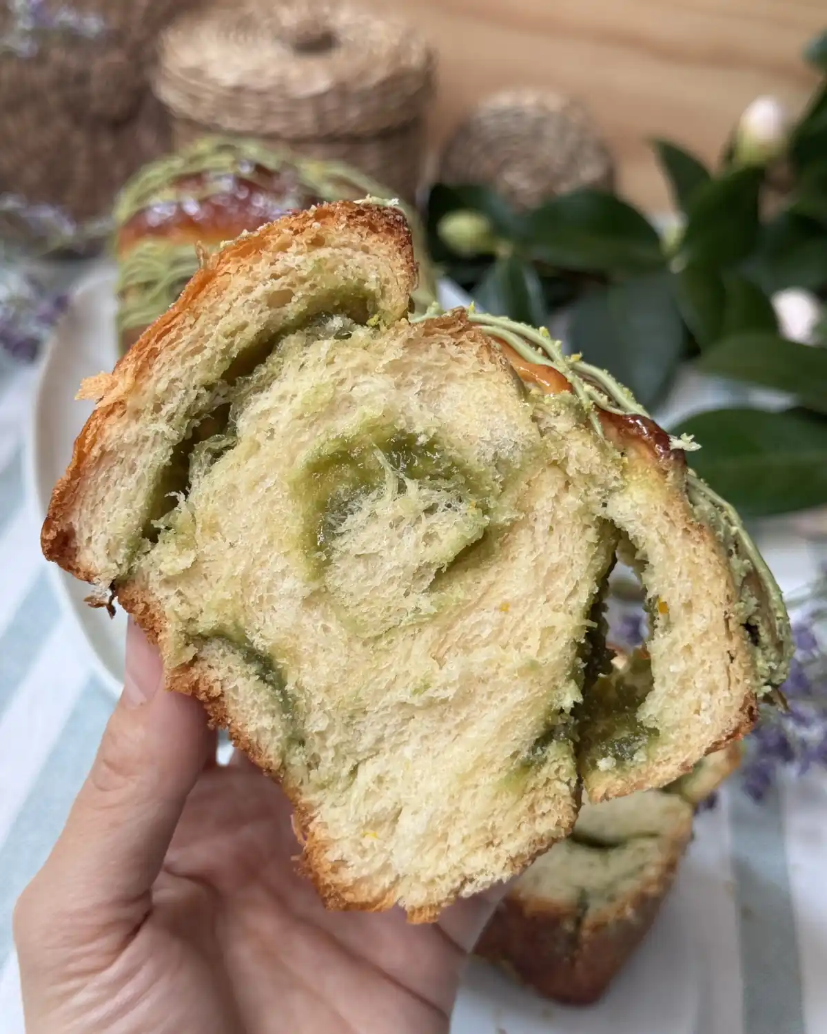 romisbakes recipe Pistachio brioche braid