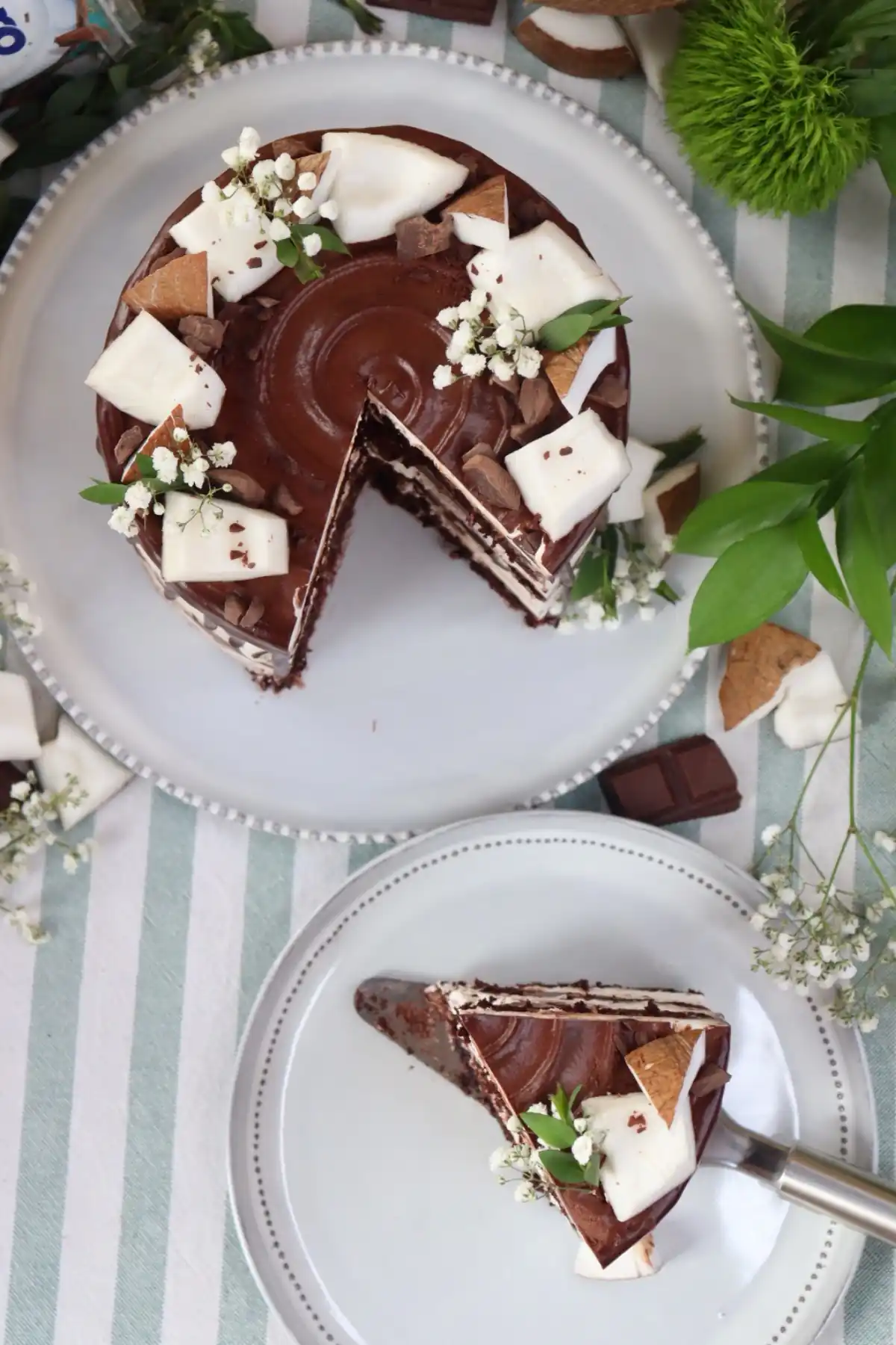 romisbakes recipe Vegan chocolate and stracciatella cake