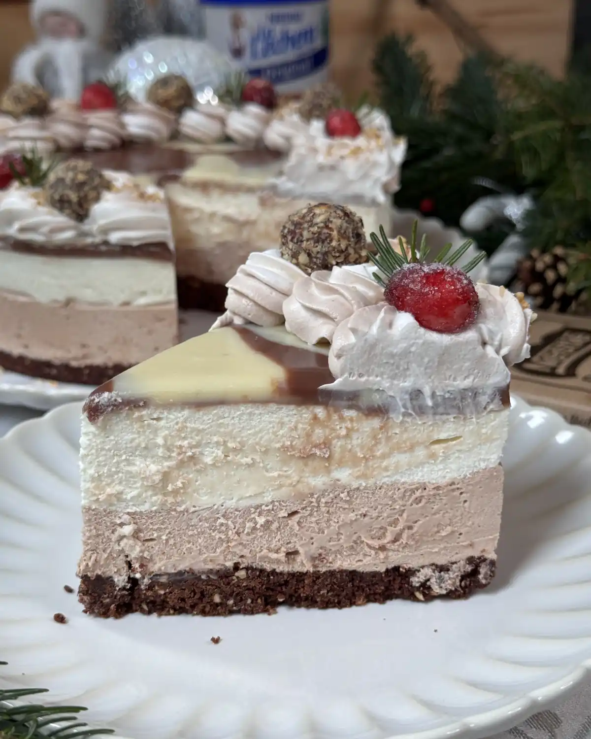 romisbakes recipe White chocolate, praline chocolate and condensed milk cake